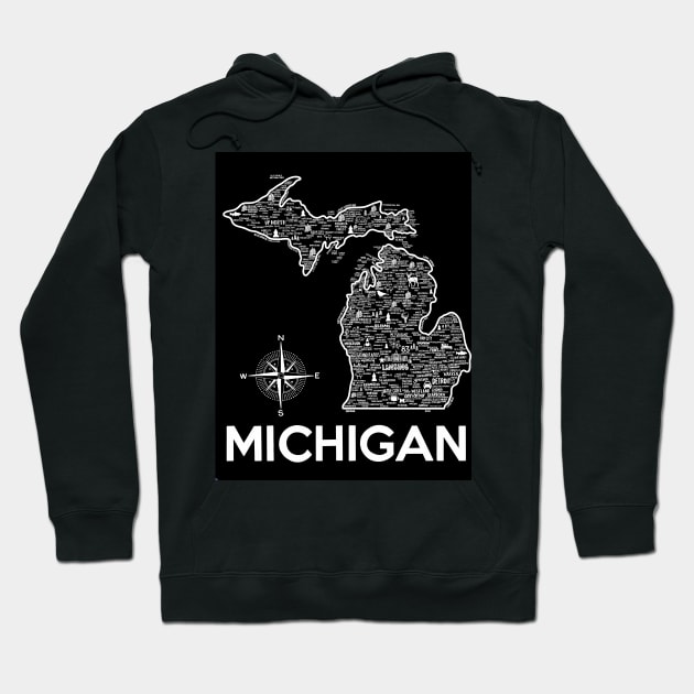 Michigan Map Hoodie by fiberandgloss